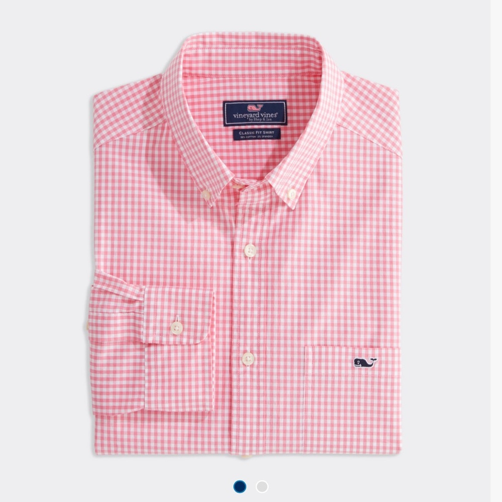 Mens Stretch Cotton Gingham Shirt in Pink